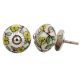 Green Leaf Nasturtium Floral Ceramic Knob
