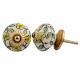 Green Leaf Nasturtium Floral Ceramic Knob