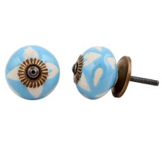 Turquoise Etched Ceramic Knob-33