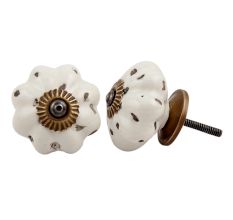 Cream Etched Melon Knob