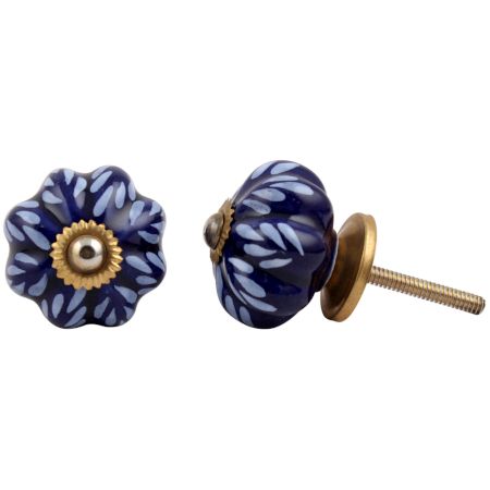 Blue Leaf Medium Cabinet Knob