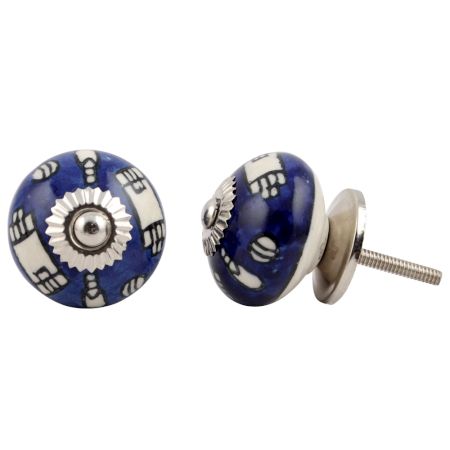 Building Pattern Blue Ceramic Knob
