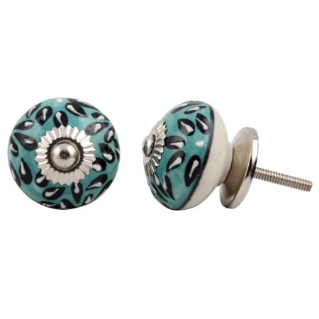 Green Floral Cabinet Knob