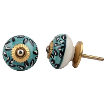 Green Floral Cabinet Knob