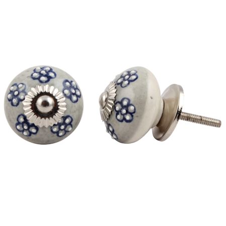 Grey Flower Cabinet Knob