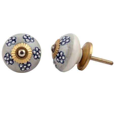 Grey Flower Cabinet Knob