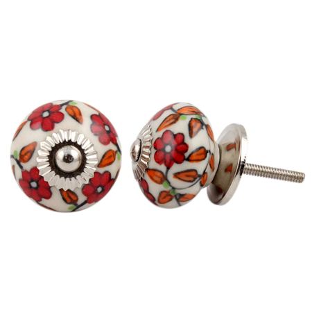 Red Tiny Flower Cabinet Knob