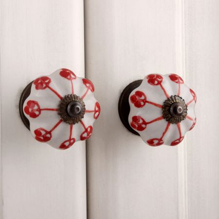 Red Flower Medium Knob