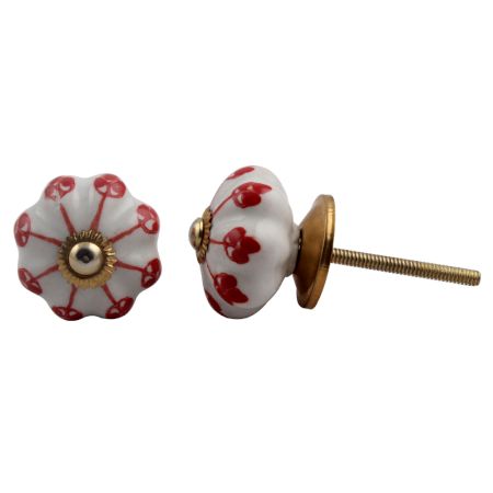 Red Flower Medium Knob