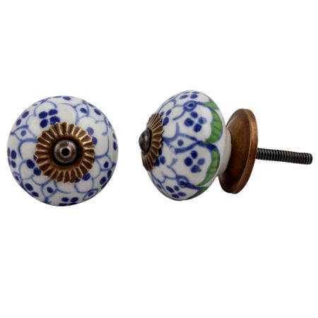 Blue Flower Dresser Knob