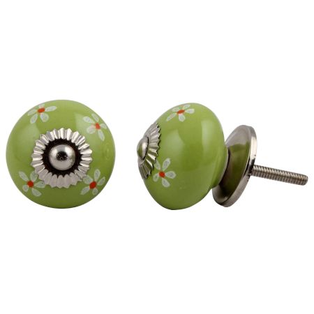Lime Green Flower Dresser Knob