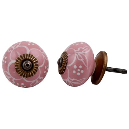 Pink Floral Dresser Knob