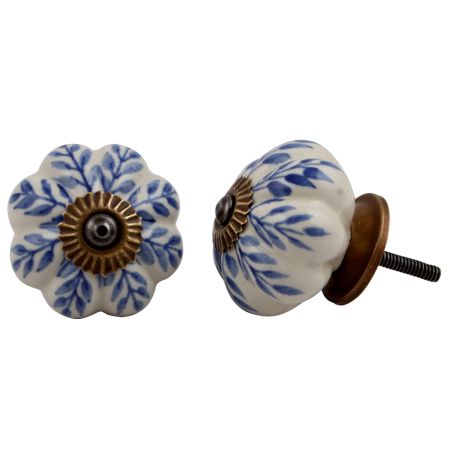 Blue Leaf Dresser Knob