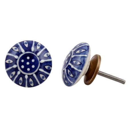 Zinnia Navy Blue Flat Knob