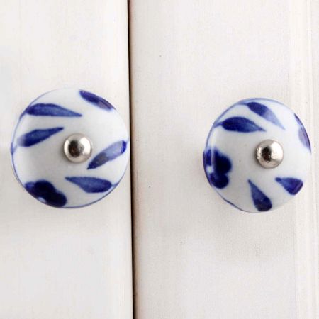Blue Floral Medium Knob