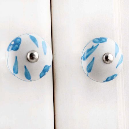 Turquoise Floral Medium Knob