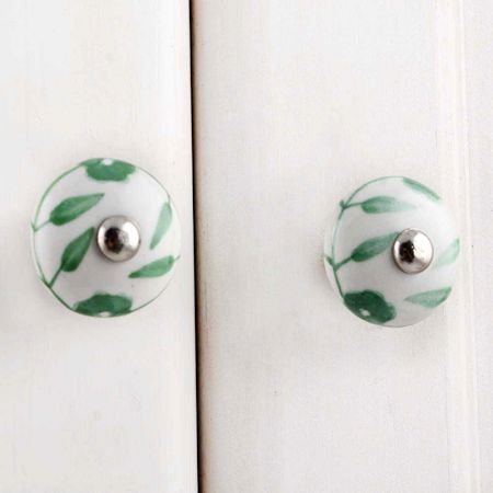 Green Floral Small Knob