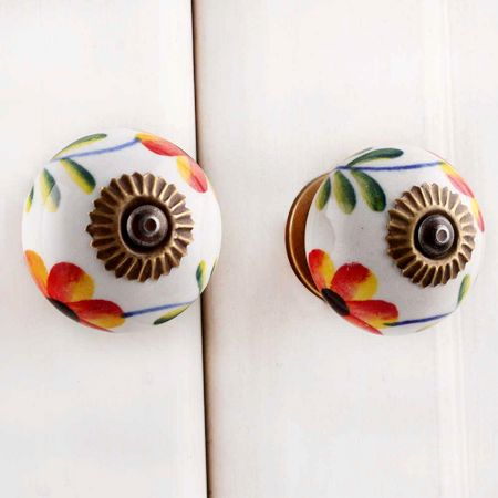 Daffodil Flower Ceramic Drawer Knob