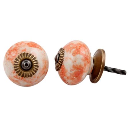 Orange Ceramic Round Drawer Knob