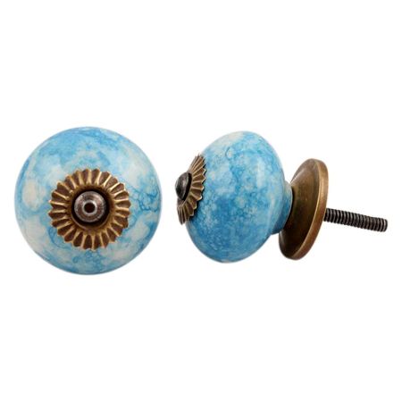 Turquoise Round Ceramic Drawer Knob