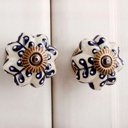 Blue Flower Drawer Knob