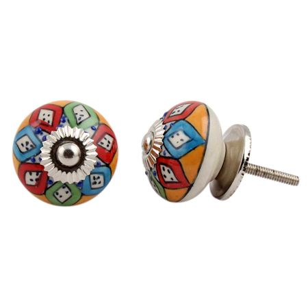 Mixed Floral Round Drawer Knob