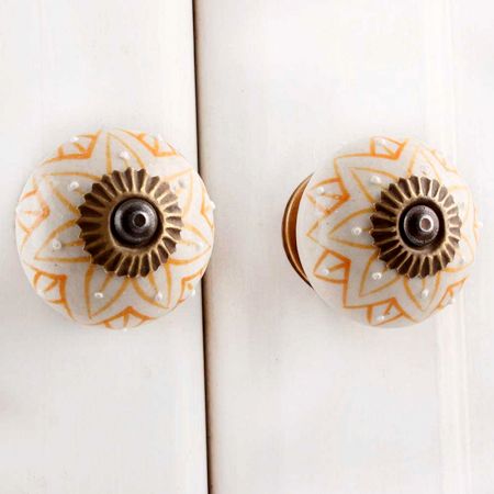 Mustard Floral Ceramic Knob
