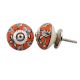 Orange Leaf Floral Ceramic Knob