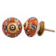 Orange Leaf Floral Ceramic Knob