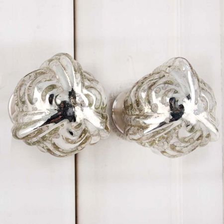 Avocado Silver Glass Knob