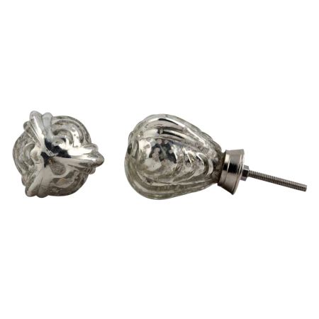 Avocado Silver Glass Knob