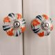 White Orange Floral Black Knob