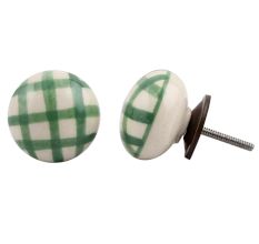 Green Checked Flat Knob