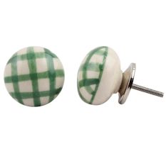 Green Checked Flat Knob
