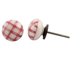 Pink Checked Flat Knob