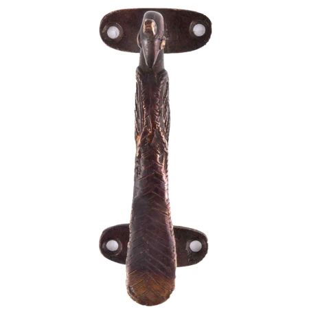 Carved Brass Peacock Door Handle