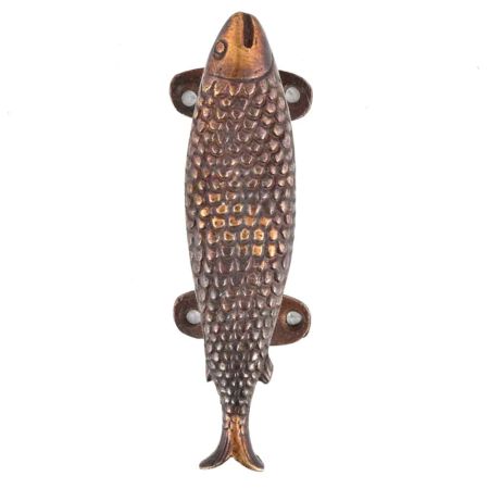 Inlay Carved Fish Shaped Brass Door Handle
