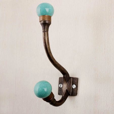 Turquoise Floral Iron Hook-EHG-86