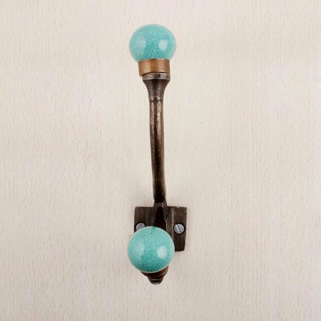 Turquoise Floral Iron Hook-EHG-86