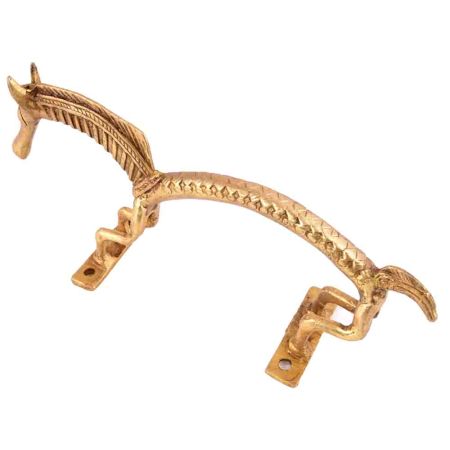 Brass Horse Figurine Door Handle In Gold Polish