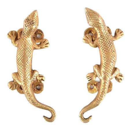 Lizard Golden Brass Door Handle or Drawer Pull