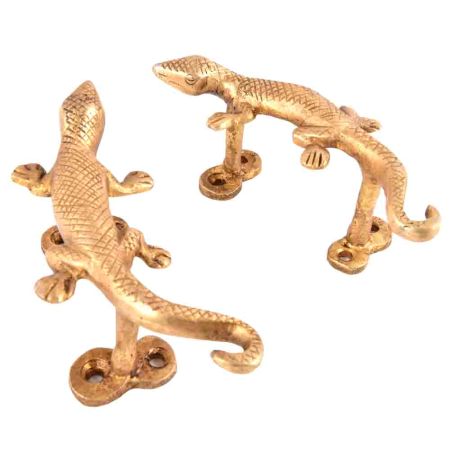 Lizard Golden Brass Door Handle or Drawer Pull
