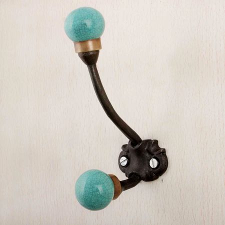 Sea Green Crackle Iron Hooks