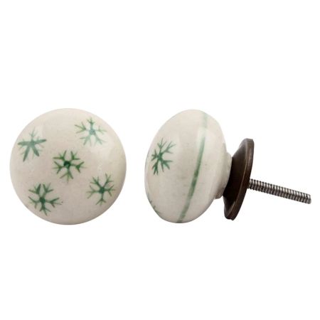 White Green Snow Flakes Knob
