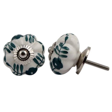 Dark Green Flower Knob