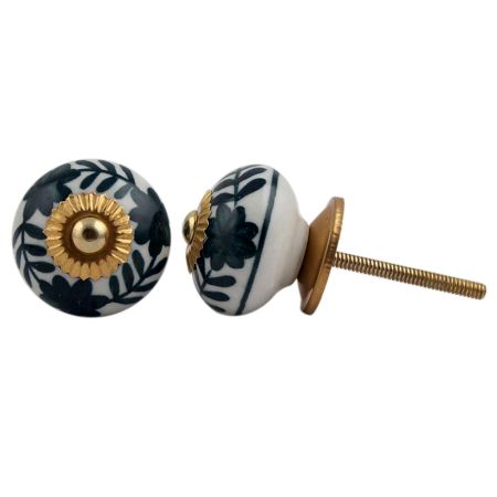 Dark Green Flower Knob