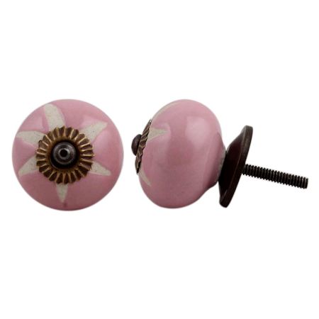 Pink Etched Ceramic Knob 42
