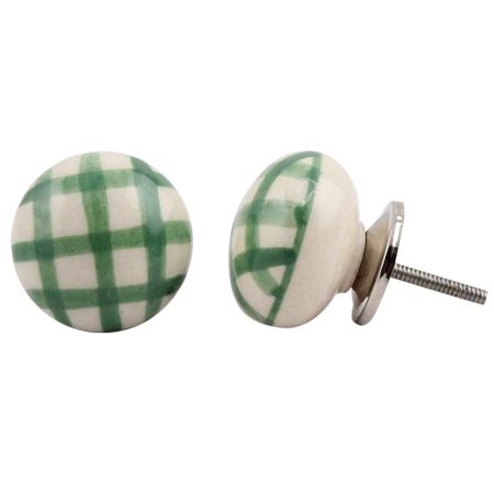 Green Checked Flat Knob