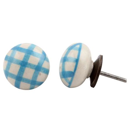 Turquoise Checked Knob