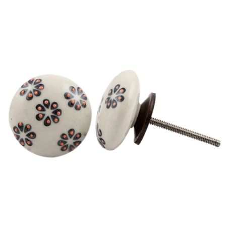 Grey Embossing Flower Knob